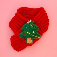 Écharpe tricotée de Noël pour animaux de compagnie avec pendentif bonhomme de neige 3D, accessoire de cou rouge pour photos de Noël pour chats et petits chiens