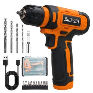Perceuse à percussion électrique <span class=keywords><strong>sans</strong></span> <span class=keywords><strong>fil</strong></span> 8V personnalisable, 10 mm, avec batterie au lithium, boîte à outils, vitesse variable, kit de perçage OEM - Product Image 1