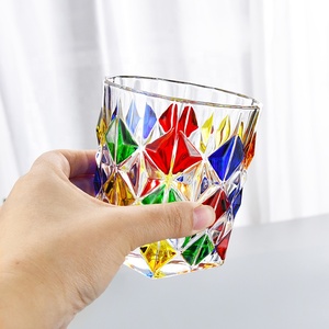 Gobelet en verre à whisky à l'ancienne de 290ml avec gravure colorée de style coréen peinte à la main - Product Image 4