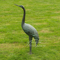Décoration de jardin extérieure, statues d'oiseaux, ornements de pelouse, fontaine en bronze, sculpture de héron en bronze