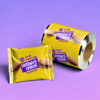 Film d'emballage souple personnalisé pour biscuits sandwich - Film de poche matelassé métallisé de qualité alimentaire pour pain, chocolat, biscuits, produits de boulangerie