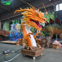 Dragon animatronique volant hautement réaliste, modèle de dragon chinois fait à la main pour aire de jeux, capable d'émettre de la fumée