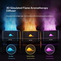 Humidificateur à flamme ultrasonique USB 260 ml, diffuseur d'aromathérapie silencieux, éclairage de chambre, purificateur d'air de bureau à forte production de brume