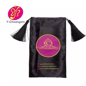 Bolsa de Embalaje para Cabello Virgen de 18x30cm con Cordón, Bolsa de Satén para Extensiones de Cabello - Product Image 3