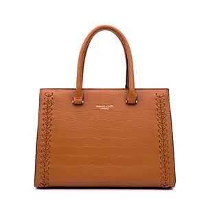 affordable luxury handbags Suppliers-Affordable Luxury Handbag High Quality PU Leather Tote Bag Custom Logo Business Handbag Detachable Long Strap