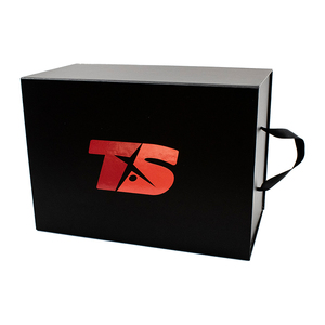 Large Black Magnetic Gift Boxes Embossing Recycled Materials Sponge Lining Custom Ribbon Handle High Quality Packaging Socks Fur - Product Image 3