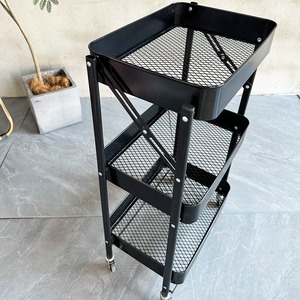รถเข็นเก็บของ Xuanda 3 ชั้น โครงเหล็กคาร์บอน พับได้ เคลื่อนย้ายสะดวก สำหรับห้องครัวและห้องนั่งเล่น - Product Image 1