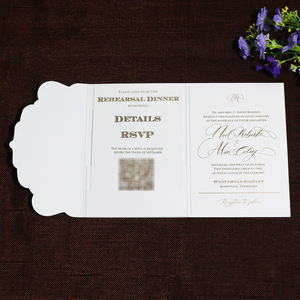 Tarjetas de invitación de boda con pliegue de bolsillo clásico y debut para <span class=keywords><strong>bautizo</strong></span> con código QR - Product Image 1