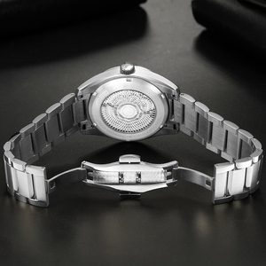 Montres mécaniques automatiques de luxe pour hommes, personnalisées OEM, lumineuses, avec mouvement NH35A, saphir, acier inoxydable, 10 bars, cadran bleu. - Product Image 4
