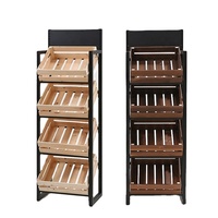 Kwalitatief hoogwaardig houten fruit- en groentepresentatiestandaard & schappenrek met decoratief design voor supermarkt & winkel