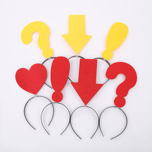 Diadema de Tela Hecha a Mano con Símbolos Creativos, Divertidos y Originales: Flecha, Corazón, Signo de Interrogación y Ojos de Celebrante - Product Image 1