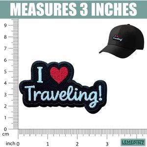 Patch brodé « J'aime voyager » de 3 pouces, thermocollant ou à coudre, applique en tissu pour sacs - Product Image 3