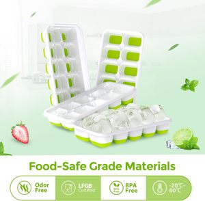 Molde de silicona certificado para cubitos de hielo de Navidad, con 14 cavidades, sin BPA, de fácil desmolde, con tapa extraíble - Product Image 1