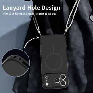 Custodia per <span class=keywords><strong>iPhone</strong></span> 17 Pro Max in tinta unita con foro di precisione effetto pelle, cover posteriore protettiva per obiettivo, custodia magnetica per cellulare - Product Image 3