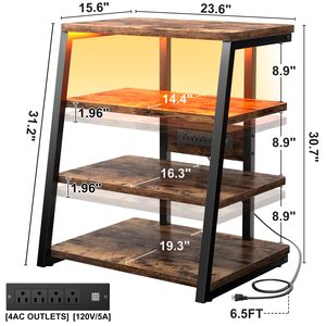 AJUNION 4-Tier AV Media Stand Entertainment Center Adjustable Shelves Rack Audio <strong>Tower</strong> with LED Lights - Product Image 2