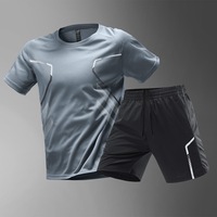 Conjunto Deportivo de Camiseta y Pantalones Cortos de Fitness, Transpirable, de Secado Rápido, Cómodo, Personalizado, de Alta Calidad, Venta Directa de Fábrica, Precio Bajo