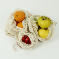 Natuurlijke Organische Katoen Wasbaar Milieuvriendelijk Mesh Voedsel Zakken Set Van 8 Voor Boodschappen Opslag Fruit Tas
