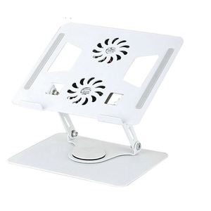 X523 Oem 360 Degree Rotating Foldable Laptop Riser Holder Aluminum Alloy Portable Laptop Cooling <b>Stand</b> With Double Fans - Product Image 1