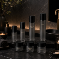 Botol Parfum Kaca Buram Silinder Kemasan Skincare Mewah Tutup Hitam Matte 120ml 100ml 50ml 30ml 50g 30g 20g Kosong