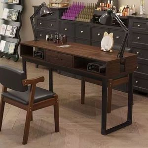 Nail table retro upgrade American <b>clip</b> on lamp economy nail salon table single or double person internet celebrity minimalist Ja - Product Image 4