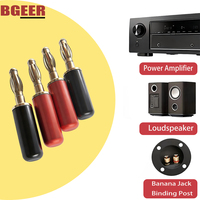 Connecteur banane mâle à vis en cuivre plaqué or pour amplificateur audio, borne de haut-parleur 4 mm rouge/noir