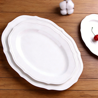 Assiette ovale en porcelaine blanche personnalisée, vaisselle de restaurant, assiettes à dîner en céramique avec impression de logo pour cadeau
