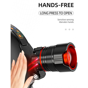 Lampe frontale LED à zoom réglable avec filament T8, étanche IPX5 et portée de 500 mètres, idéale pour la pêche nocturne et les appareils optiques d'extérieur - Product Image 2