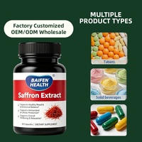 Complément alimentaire naturel végétalien à base de safran pour l'humeur et l'équilibre émotionnel des adultes, marque privée OEM/ODM, 60 capsules