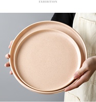 Service de table en grès artisanal orange en gros, assiette en grès