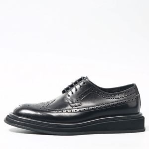 Chaussures en cuir véritable pour hommes, de luxe, de haute qualité, tendance, décontractées, à la mode, à semelle épaisse, légères, en vente - Product Image 2