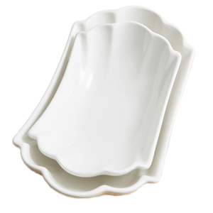 Originalité classique Assiette à salade en céramique de couleur unie simple Technique vitrée de forme irrégulière Camping durable écologique - Product Image 1