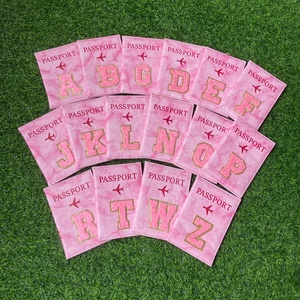 Popular Travel Airplane Essentials <strong>Passport</strong> Cover with Initial Monogram Chenille Letters <strong>Pink</strong> <strong>Passport</strong> Cover Book <strong>Holder</strong> - Product Image 2