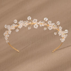 أربطة شعر للعروس في حفلات الزفاف مصنوعة يدويًا كريستال أحجار الراين خليط معدني بسيط فاخر - Product Image 3