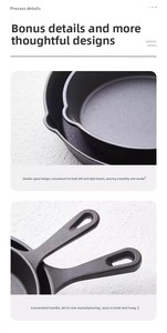 Juego de 3 Sartenes de Hierro Fundido Precuradas, Juego de Sartenes Antiadherentes para Cocinar en la Cocina, Aptas para Horno - Product Image 4