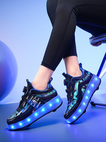 Patins à roulettes transfrontaliers 2026 pour enfants, à double roue, respirants, lumineux à LED, pour filles, avec chargement USB et roues en polyuréthane