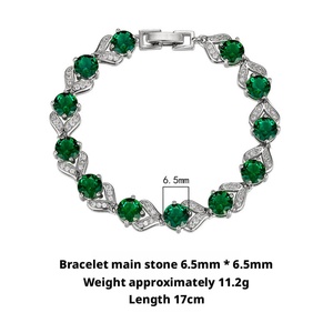 High Quality Eco-friendly Copper 6.5mm Green Cubic Zirconia Link Chain <b>Bracelet</b> Elegant Femme for Refined Daily Wear - Product Image 2