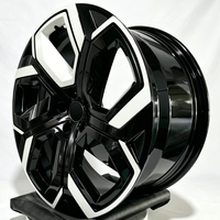 Rines Forjados de Repuesto de 5 Radios Angulares Gruesos en Negro Brillante con Detalles Blancos de 16-24 Pulgadas para Vehículos Eléctricos Tesla, Audi, BYD