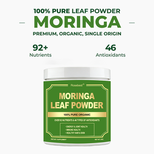Rosebest, fournisseur chinois, vente en gros, OEM, marque privée, <span class=keywords><strong>poudre</strong></span> d'extrait <span class=keywords><strong>de</strong></span> feuilles <span class=keywords><strong>de</strong></span> <span class=keywords><strong>Moringa</strong></span> biologique 100% pure 8OZ, complément alimentaire - Product Image 3