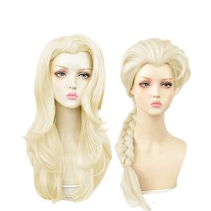 Vente chaude en gros Perruque de cosplay Elsa du film américain Frozen <span class=keywords><strong>Cheveux</strong></span> longs blonds Synthétique Résistante à la chaleur - Product Image 1