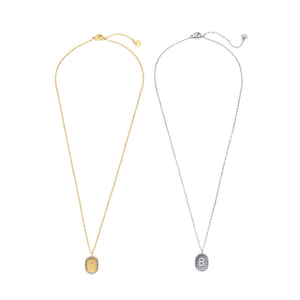 Collana con Ciondolo a Forma di Lettera B con Diamante 10x15cm, Catena alla Moda in Acciaio, Tono Argento e Oro - Product Image 2