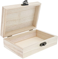 Boîte en bois non finie avec couvercle à charnières pour l'artisanat, le bricolage, le rangement de bijoux, boîte en pin