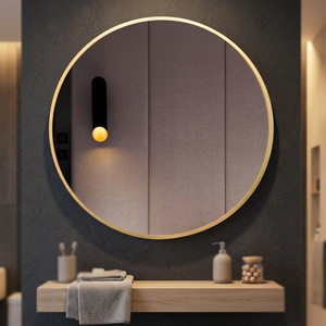 Modern Round Brass <b>Frame</b> Wall Mirror Decorative Circle Design for Living Room Bedroom Interior - Product Image 5