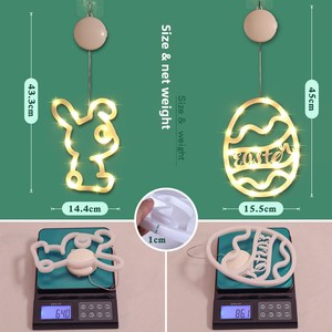 Lumière LED suspendue en forme <span class=keywords><strong>de</strong></span> <span class=keywords><strong>lapin</strong></span> avec ventouse, décoration <span class=keywords><strong>de</strong></span> fête <span class=keywords><strong>de</strong></span> Pâques pour enfants, vente chaude, décoration <span class=keywords><strong>de</strong></span> fenêtre intérieure - Product Image 2