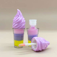 Gloss à lèvres liquide multicouche coloré en forme de glace, hydratant, imperméable, scintillant, transparent, maquillage pour