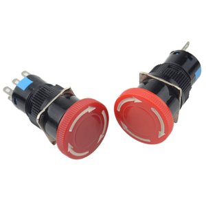 16mm Nấm Đỏ dừng khẩn cấp e-stop chuyển đổi 3-pin no + NC 6-pin 2NO + 2NC nhựa cấu trúc điện tử kết hợp 1no1nc - Product Image 1