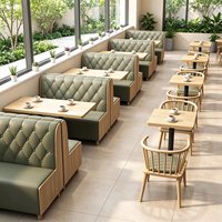 Banc de restaurant moderne en cuir, canapé de café, sièges pour restauration rapide, ensemble table et chaises en bois pour café commercial
