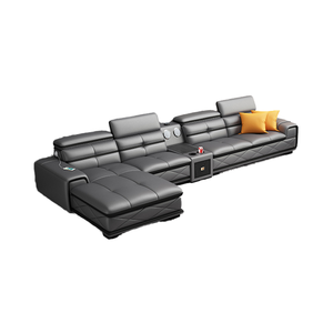 Hiện Đại Tối Giản Đầy đủ Nội thất Bất Da Bò Da Nghệ Thuật <span class=keywords><strong>Sofa</strong></span> Set Duy Nhất Cho Phòng Khách Với Da Kết Hợp - Product Image 1