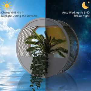 فناء خارجي دائري ليد معلق زارع شمعدان إسمنتي رمادي جدار مزروع حديقة ضوء شمسي - Product Image 4