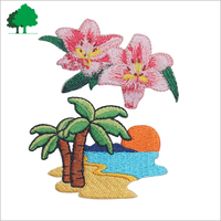 Patch brodé thermocollant personnalisé avec logo, motif floral en sergé, pour vêtements, directement de l'usine