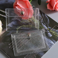 Grosir tombol Snap Mini portabel dompet PVC sederhana kantong pelindung kartu Bank casing kartu Glitter transparan